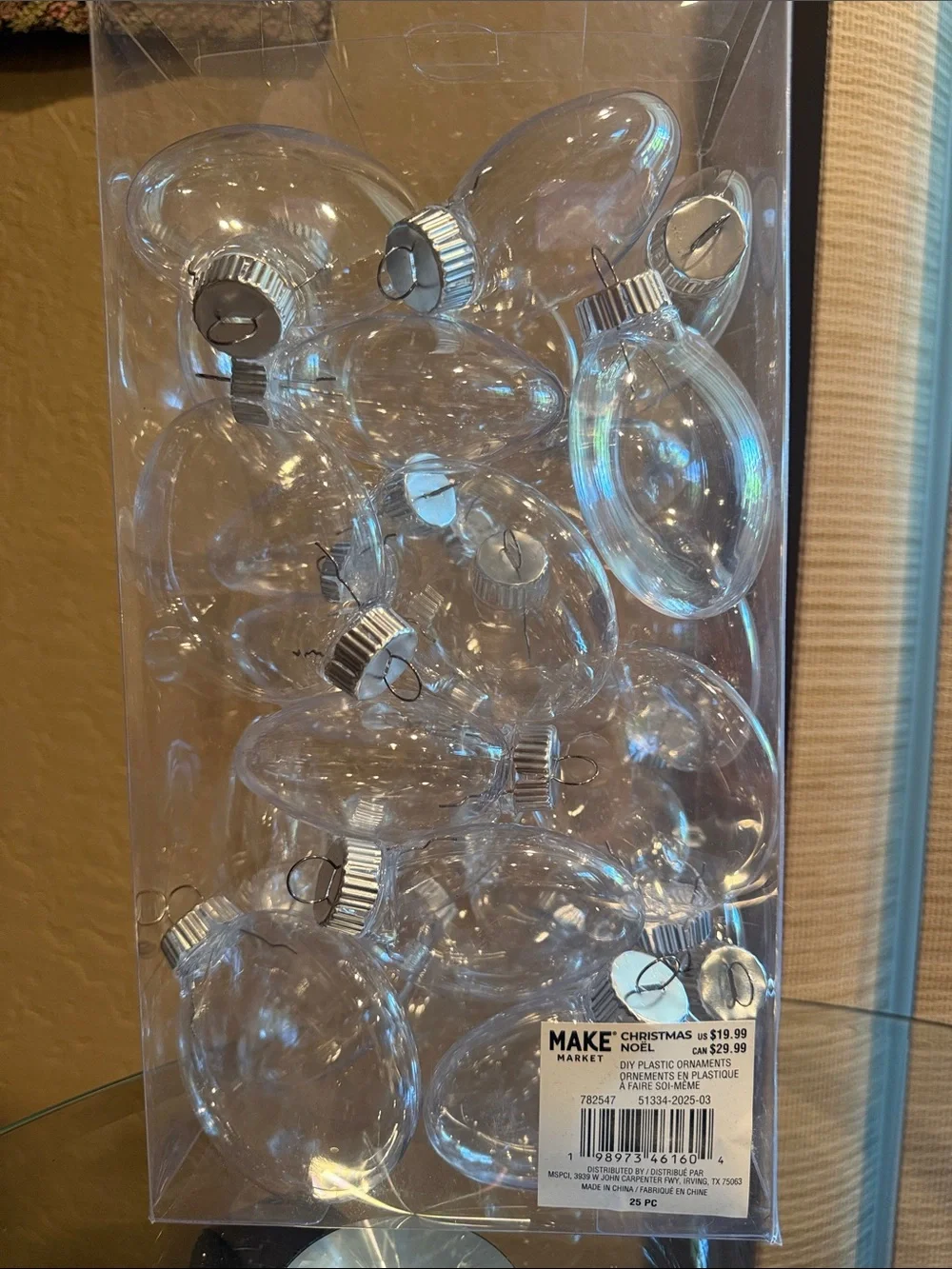 Make Market Clear Disc Plastic Christmas Ornaments 25 Pack 80mm Silver Tops